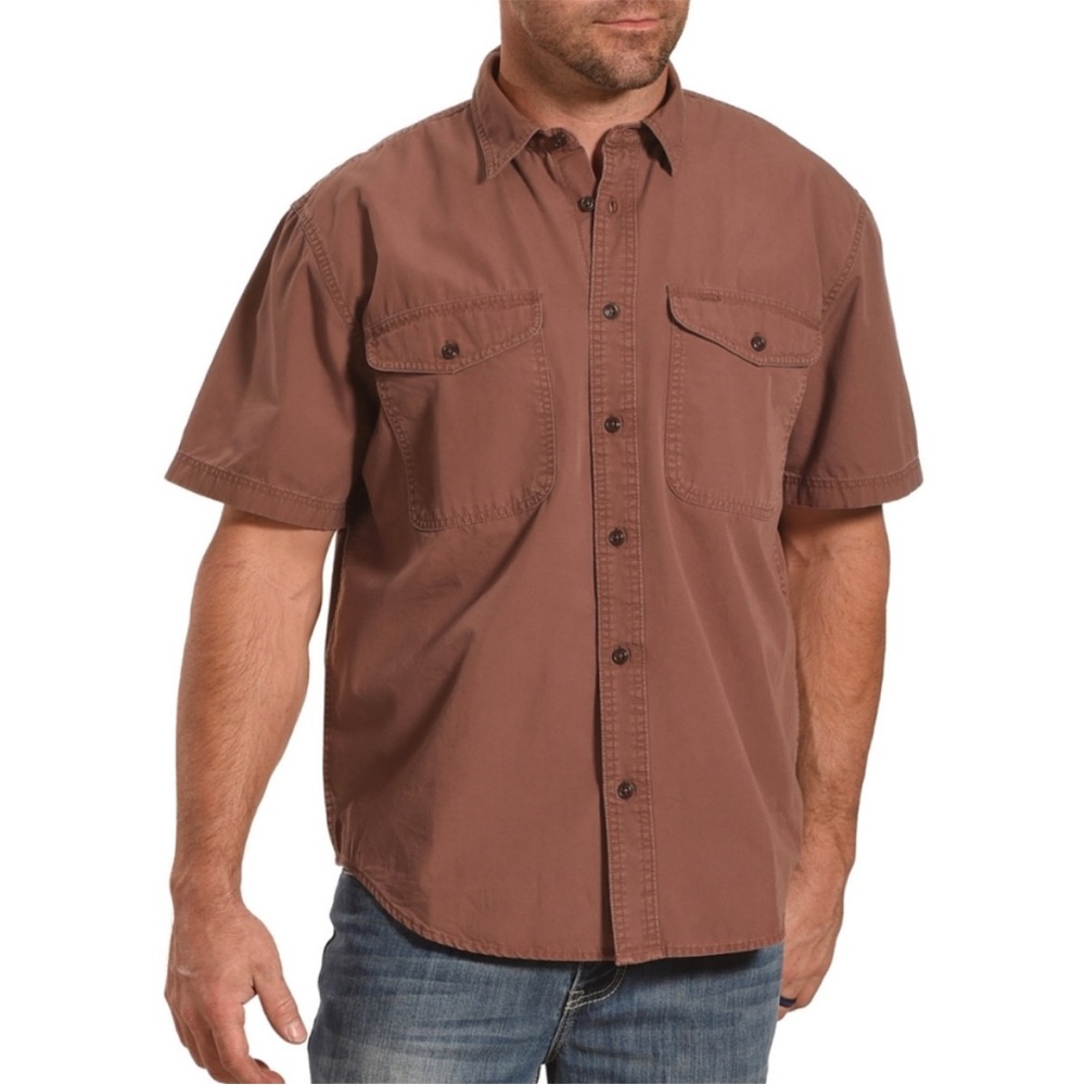 Filson Short Sleeve Field Shirt Red Clay Cotton Men’s Large - Picture 1 of 6